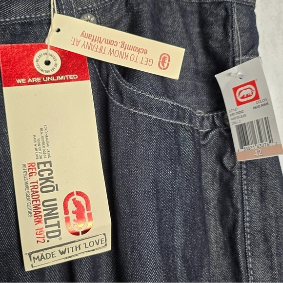 Vintage Marc Ecko Unltd Mens Jeans Baggy Fit 42×31 Dark Wash Denim Cyber Y2K NWT - Picture 9 of 11